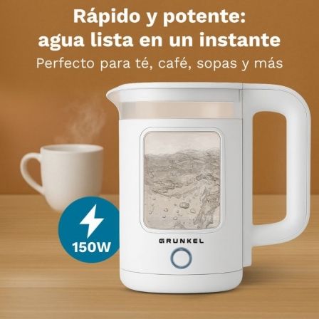 Grunkel Hervidor de Agua HV-18CWPBL 1500W Capacidad 1.8L
